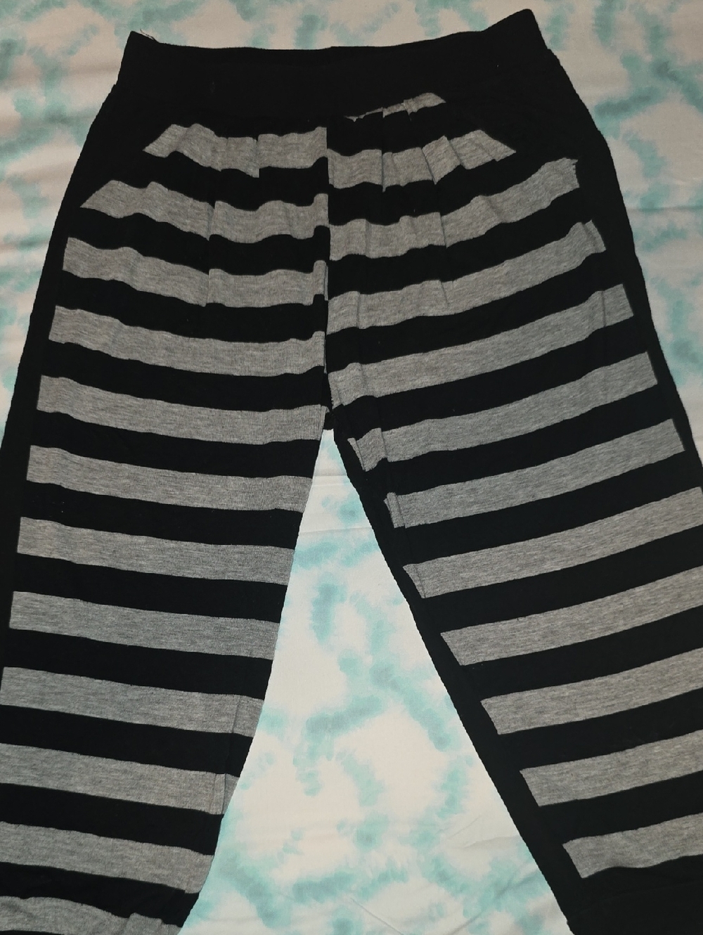 Black and Gray Striped Knit Bottoms